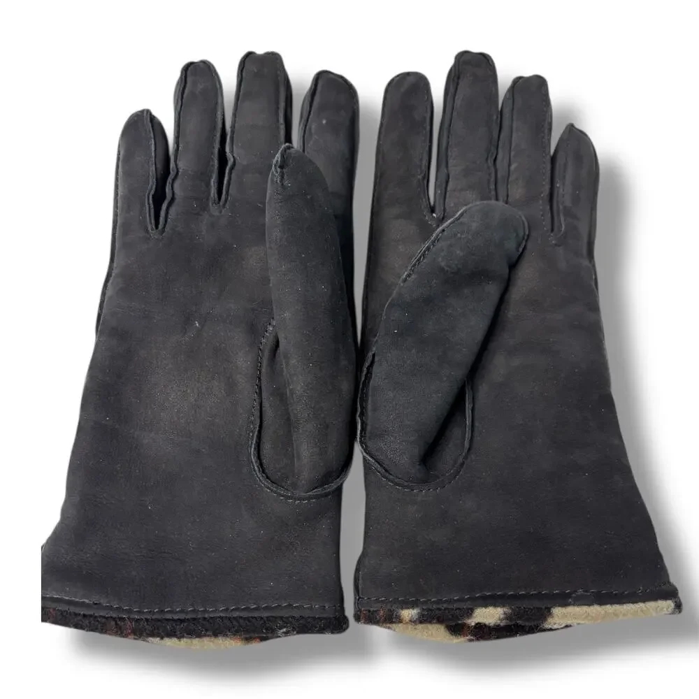 Coach Black Leather Suede Glove with Fleece Lining
